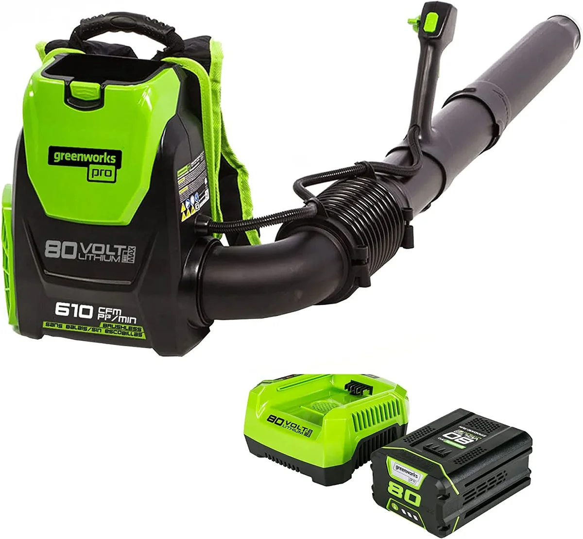 Everdaily Essentials 80V 610 CFM Brushless Backpack Blower with 2.5 Ah Battery & Charger 2404802 8182