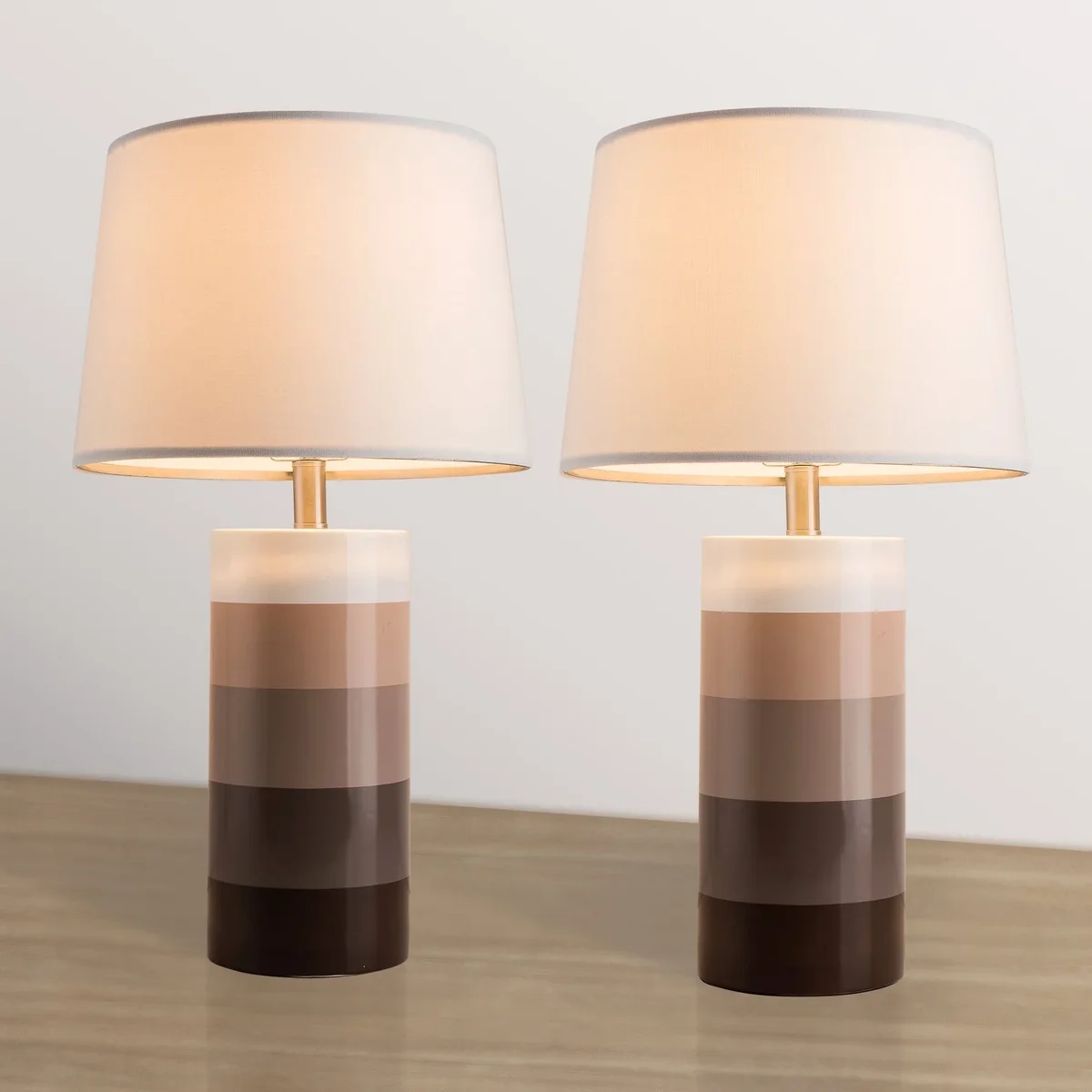 US Home Goods Modern Table Lamps Set of 2 ,Transitional Table Lamp for Living Room, Contemporary Ceramic Bedside Lamps for Bedroom, Nightstand, Hotel 1193
