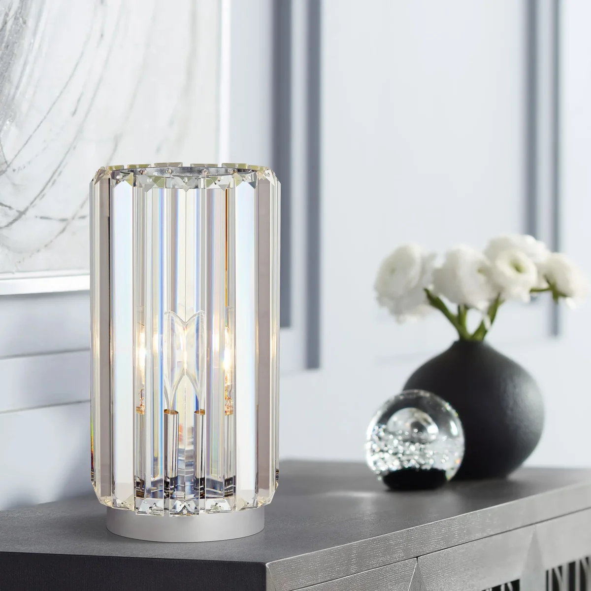 360 Lighting Caledan Modern Accent Table Lamp 10 1/2" High Clear Crystal Rods for Bedroom Bedside Nightstand Office Kids Family House Home 9448