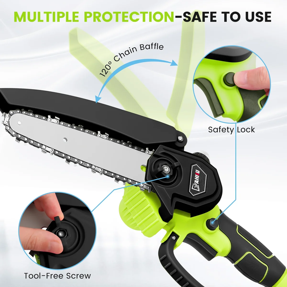 YAHHU 6 inch Mini Chainsaw Set with Oiler System & 21V Battery, Cordless Electric Chainsaw,New 6800