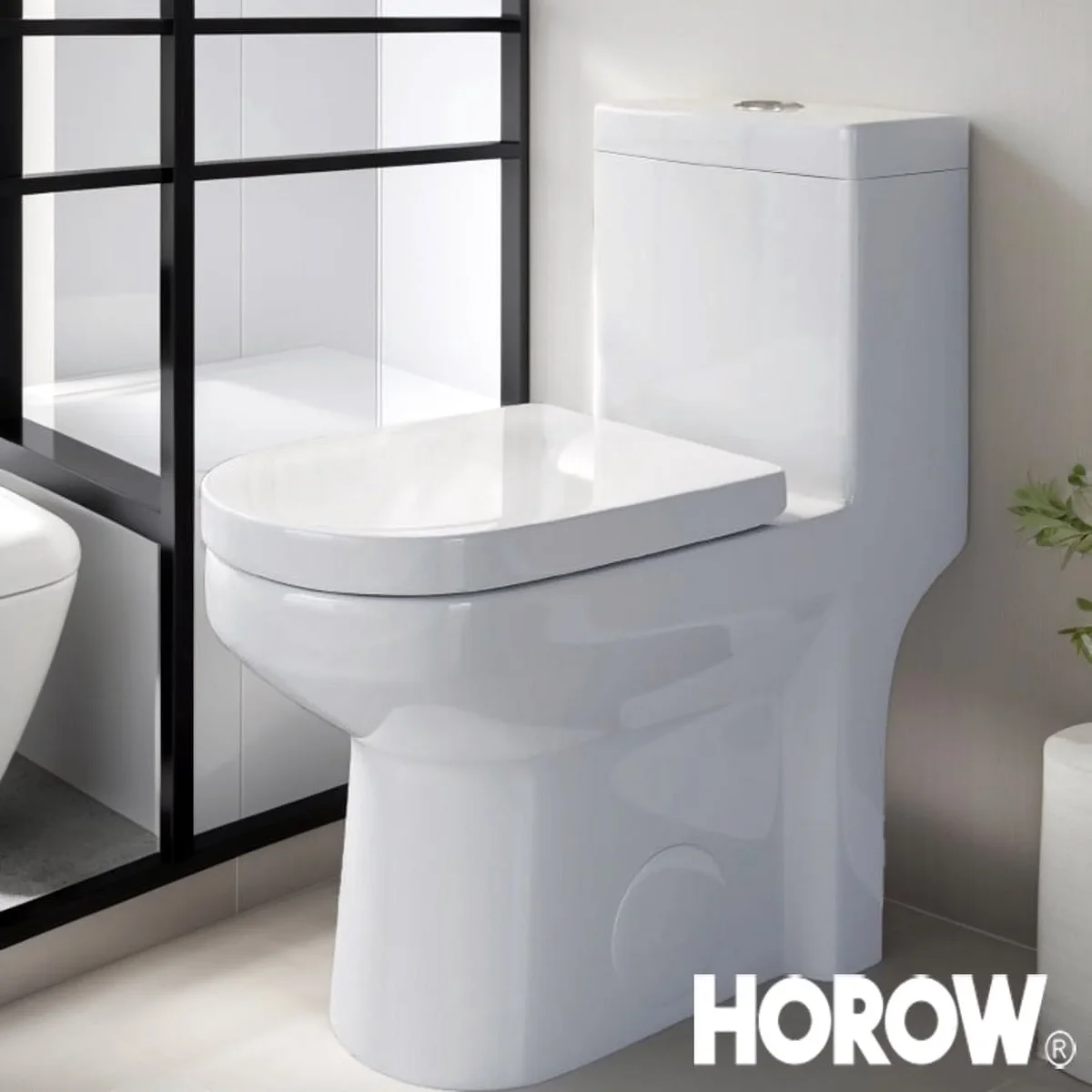 HOROW Small Toilet One Piece Short Compact Bathroom Tiny Mini Commode Water Closet Dual Flush Concealed Trapway 3937