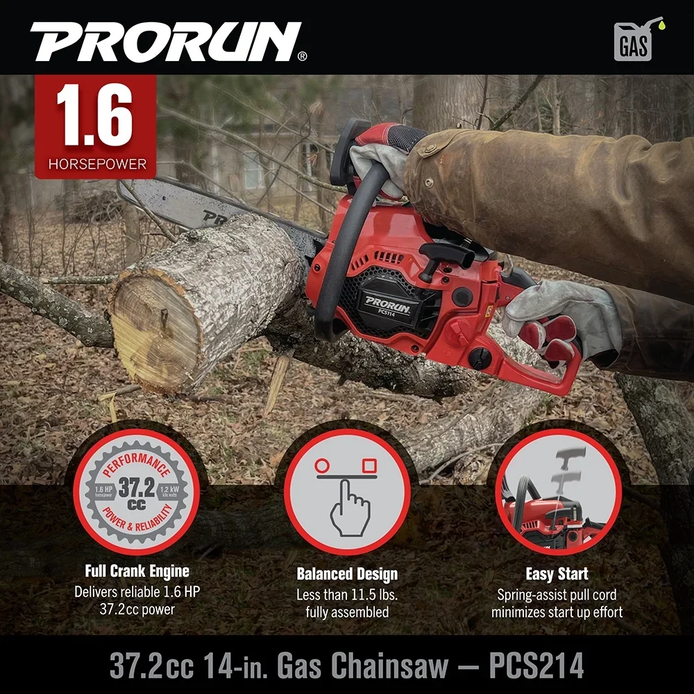 PRORUN 14-in. 37.2cc 2-Cycle Gas-Powered Chainsaw 9696