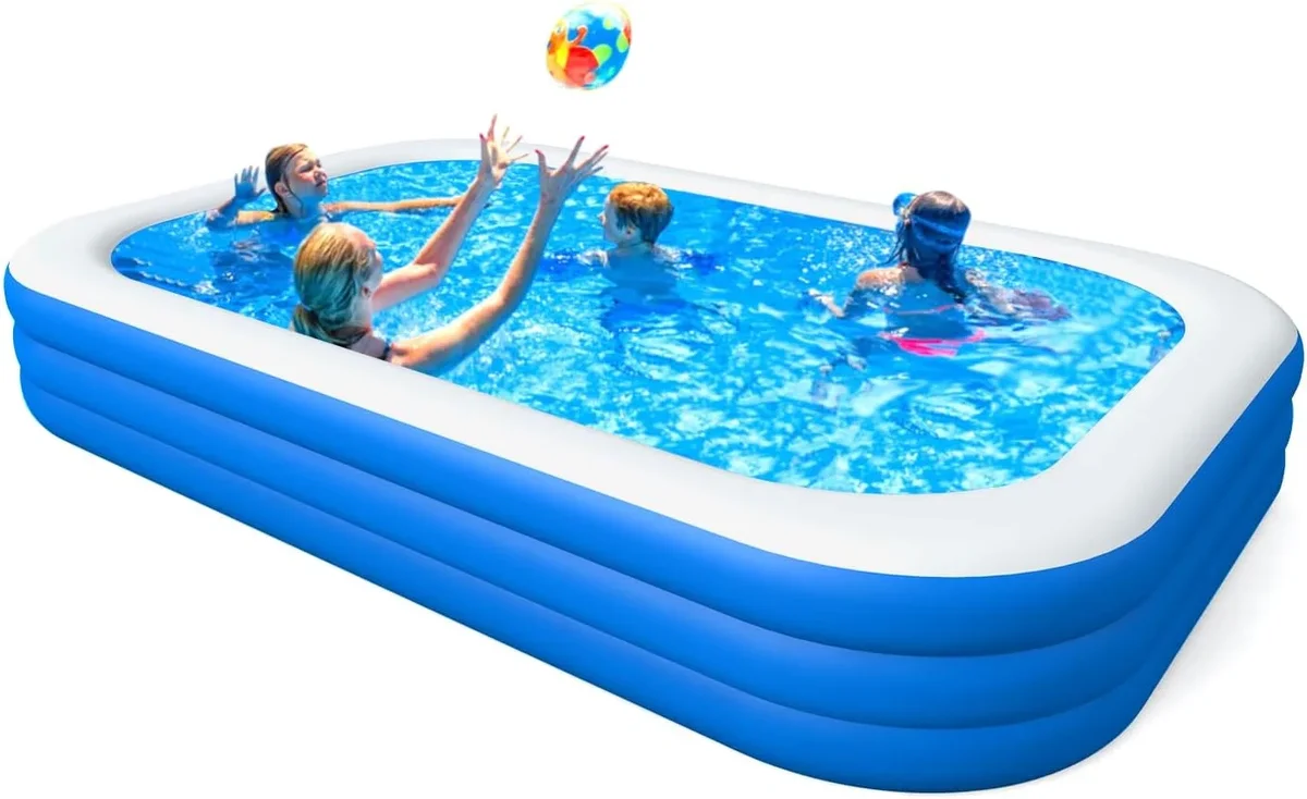 Cowin Inflatable Swimming Pool for Kids Adults, 120" x 72" x 22" Blow up Pool, Family Inflatable Swimming Pools for Backyard, Blue 0320