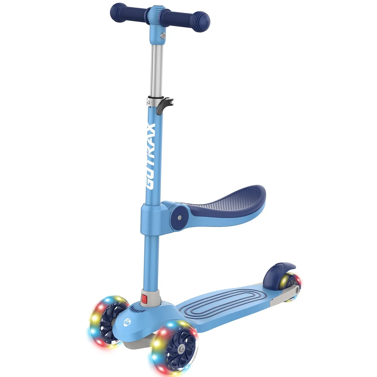 Everdaily Essentials 3-Wheel Light-Up Kick Scooter For Kids Ages 3-8, with Folding Adjustable/Rmovable Seat, Blue 3830