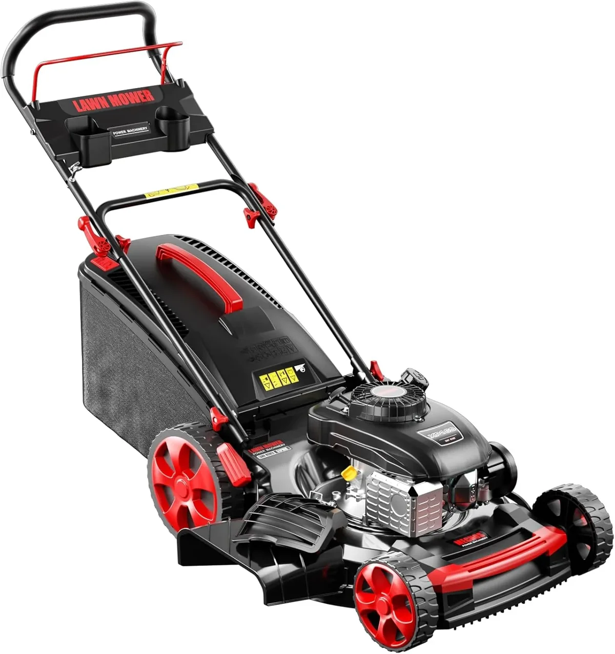 MRKMRZ 21 Inch 201cc 4-Cycle Engine 3-Position Cutting Height Adjustment 3-in-1 Gas Walk Behind Lawn Mower, Black 6597