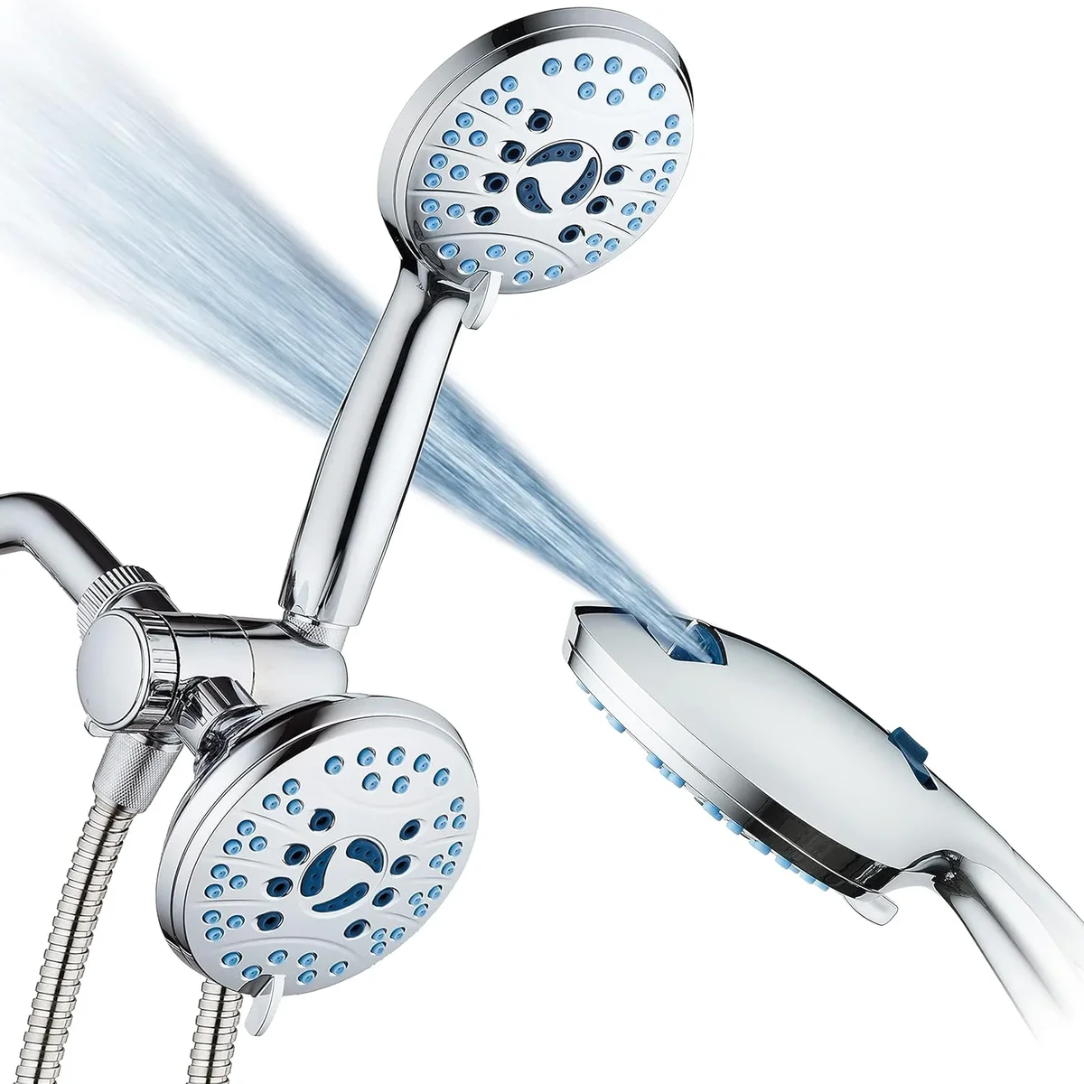AquaCare High-pressure 50-setting 3-way Luxury 2-in-1 Dual Showerhead Combo with Built-in 2-mode Power Wash, Antimicrobial Nozzles and Bonus Wall 3773
