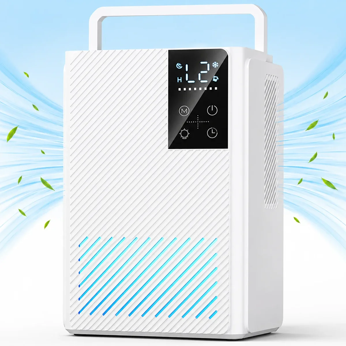 QUNCWL Dehumidifier for Home, 67 oz Water Tank Small Dehumidifier Bedroom Bathroom Auto Shut Off 7 Color LED Light 5866