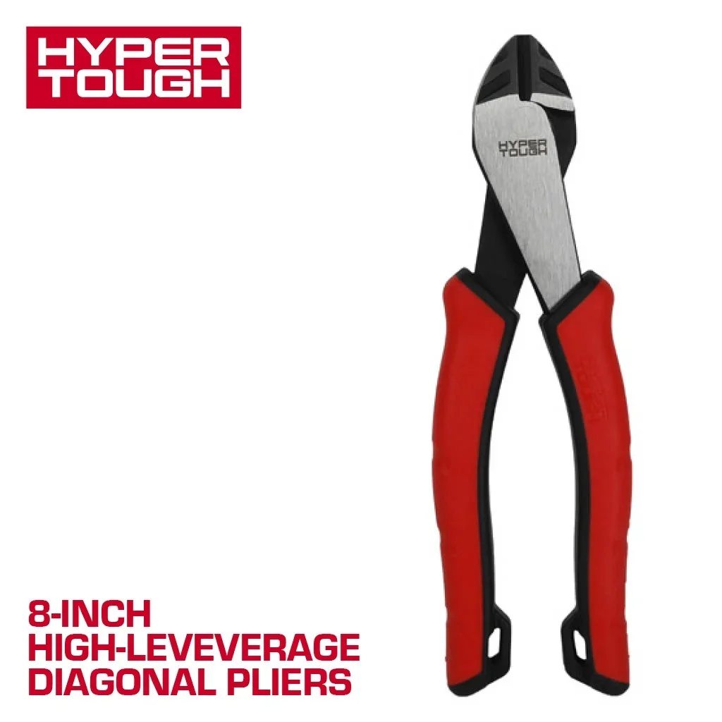 Hyper Tough 8-inch High Leverage Diagonal Pliers with Dual Material Comfort Grips 6248