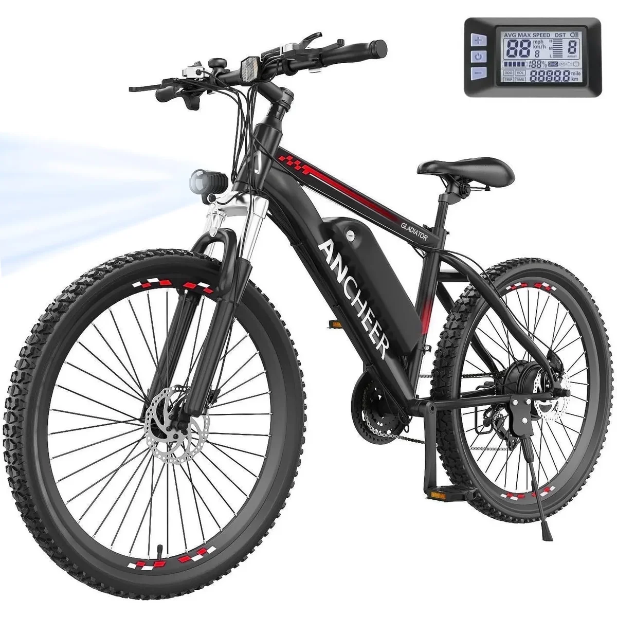 ANCHEER Gladiator 500W 26" Electric Bike for Adults, Electric Mountain Bike with 2.1 Inch eMTB Tire, 48V 10.4Ah Battery, 3H Fast Charge, Shimano  2389