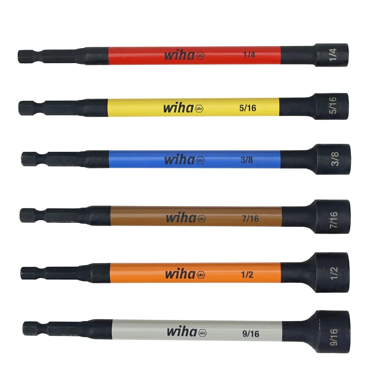 Wiha Tools 6 Pc SAE Color Coded Magnetic Nut Setter Set 7764