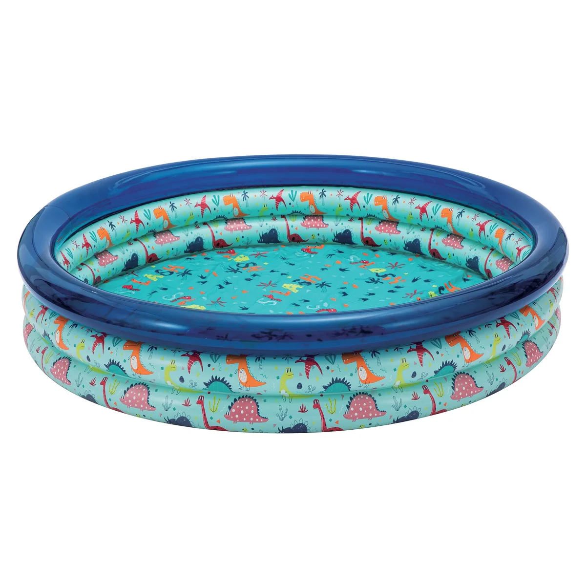Bluescape Blue Dino 3-Ring Inflatable Swimming Pool for Kids, Round, Age 2 & up, Unisex 5793