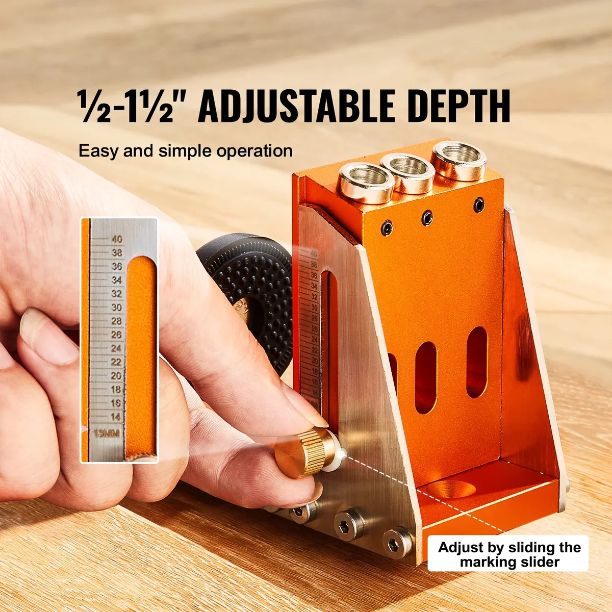 KFFKFF Pocket Hole Jig Drill with Step Drills Wrenches and Square Drive Bits, 4 lbs, 30 Pieces 3847