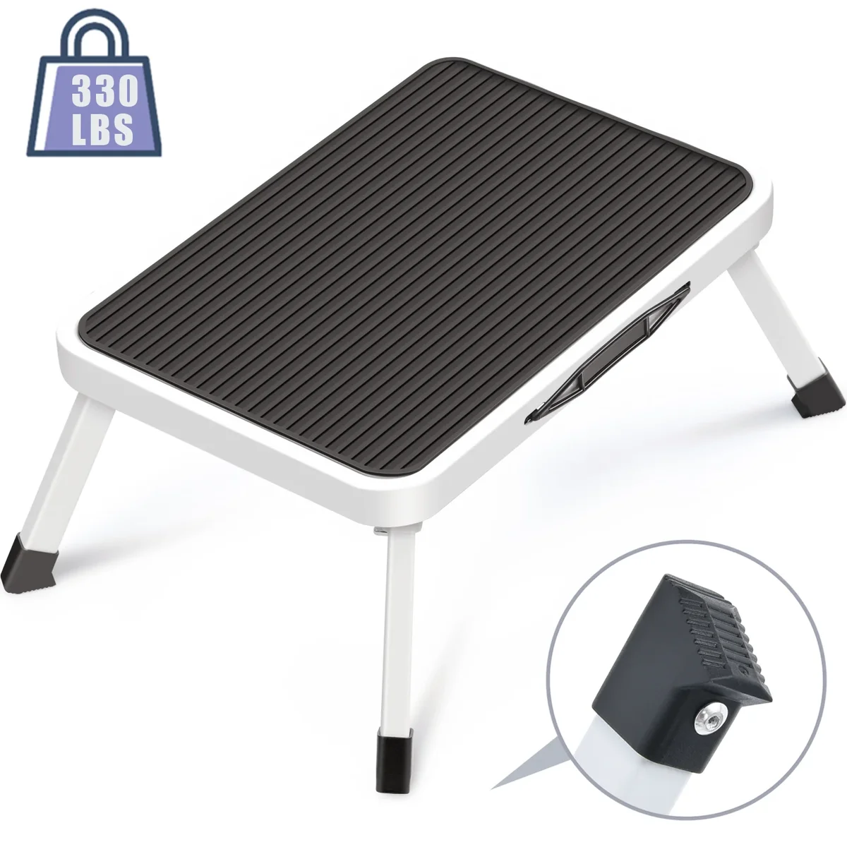 Kingrack Folding Step Stool for Adults, Non-Slip One Step Ladder, Collapsible Stool, Lightweight Foot Stool Up to 330 lbs 9257