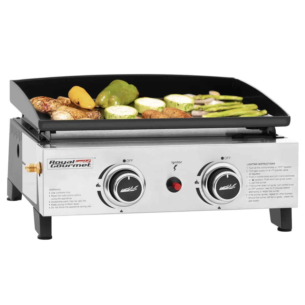 Royal Gourmet PD1204 Portable 17-Inch 2-Burner Tabletop Gas Griddle Grill, 17,000 BTU 8131