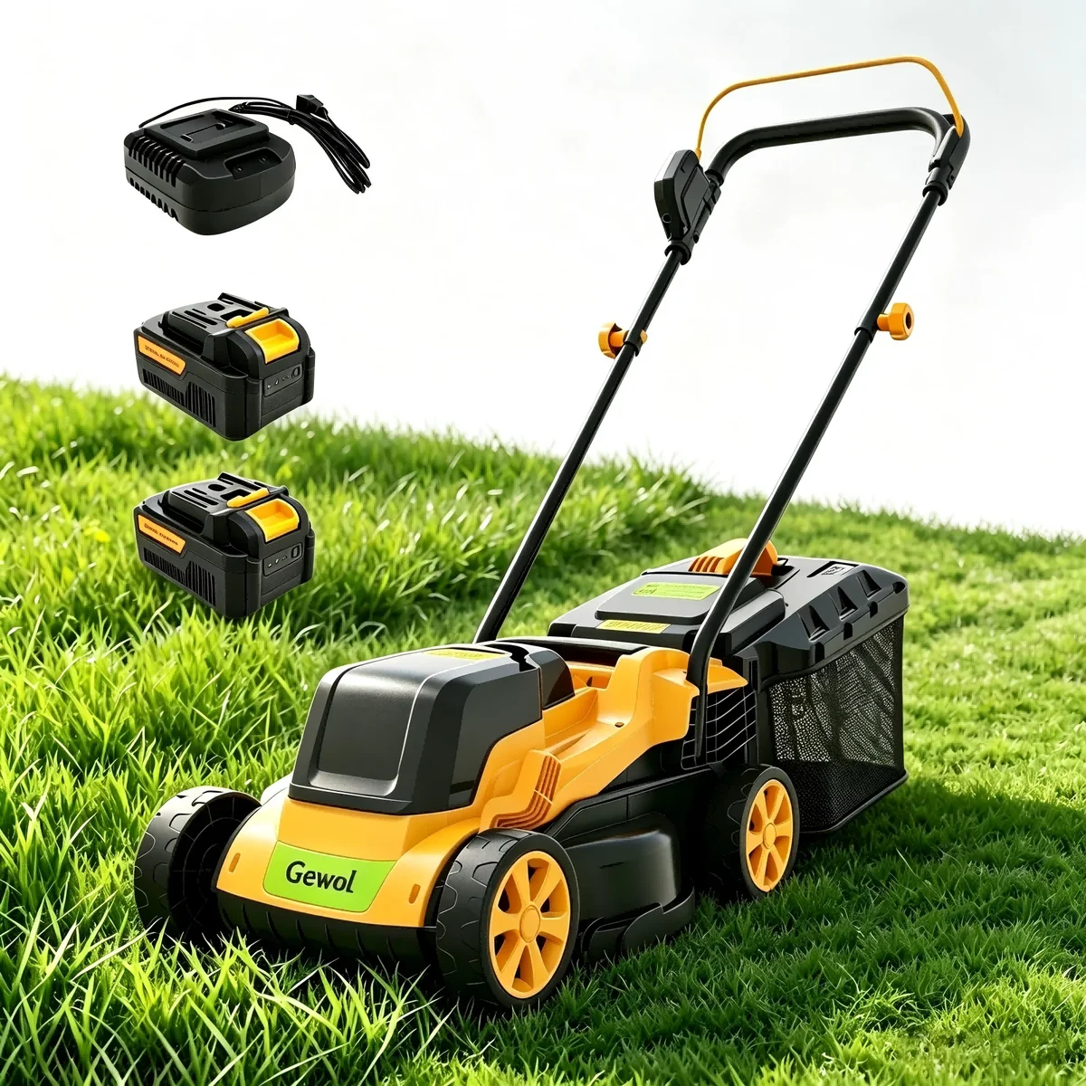 Gewol 20V 13" Cordless Lawn Mower, Push Mower 5-Position Height Adjustment Ultralight with 2×4.0Ah Batteries & Fast Charger 7155