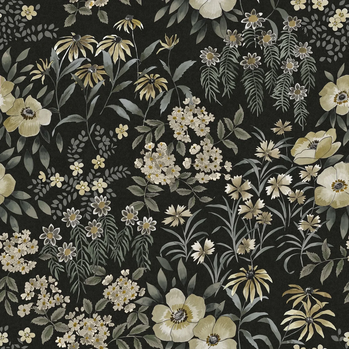 Roommates Studio Black Pearson Floral Peel and Stick Wallpaper 30.75 Sq. ft, 1 count 1023