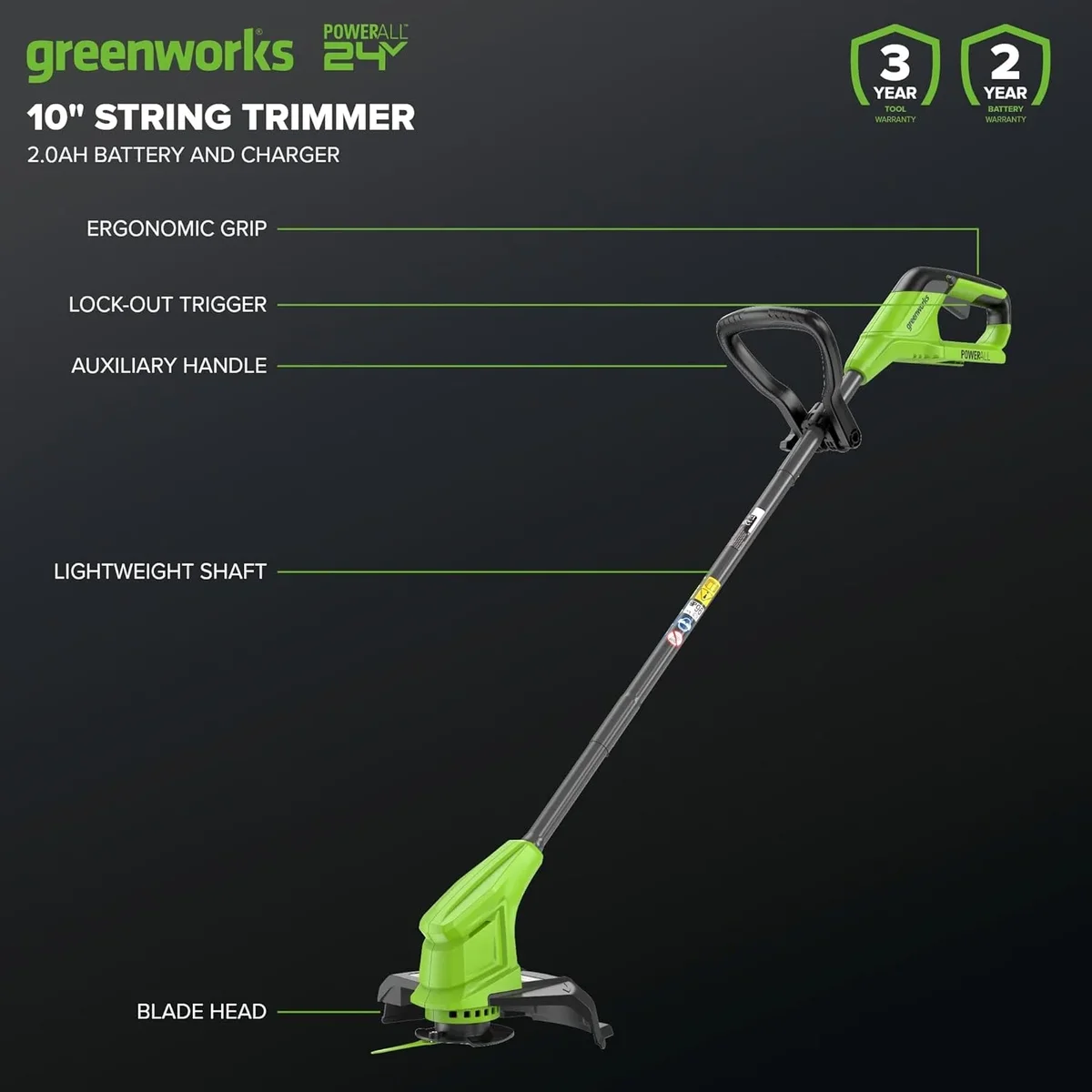 Greenworks 24V 10" BR String Trimmer Kit 5151