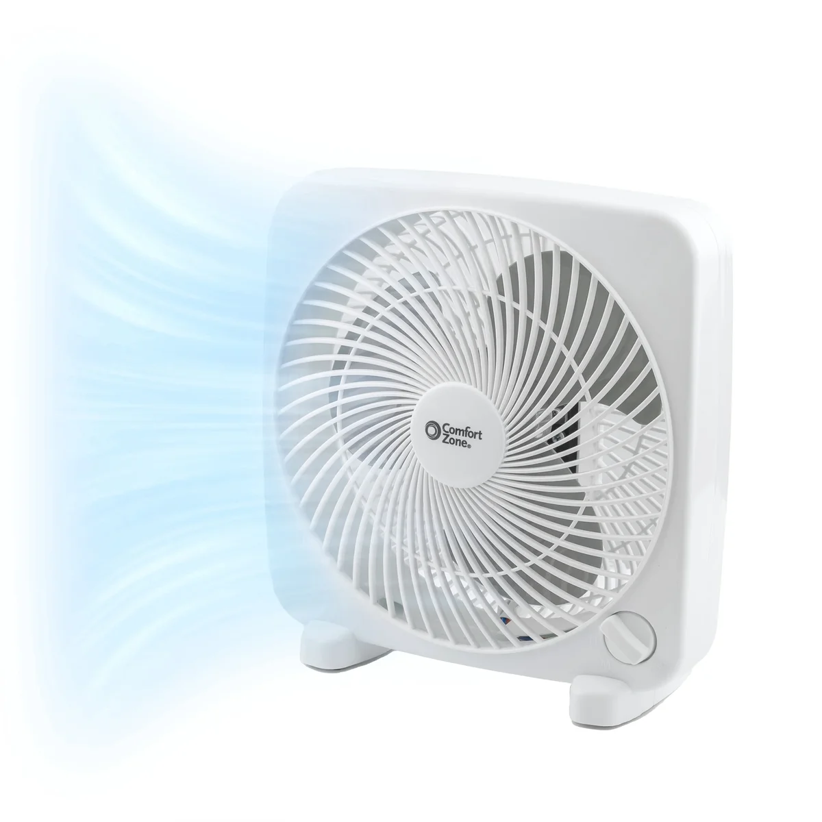 Comfort Zone 9" Portable Box Fan, White 7109