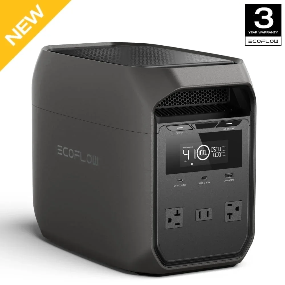 EF EcoFlow Portable Power Station DELTA 3 Classical 1000 Dark LiFePO4 Battery, 1800W AC/100W USB-C Output,1 Hr Fast Charge,Solar Generator for RV 5162