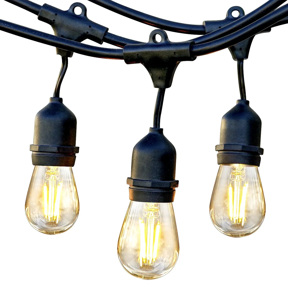 Brightech Ambience Pro LED Outdoor String Lights 48 ft, Waterproof Shatterproof Dimmable 1W Vintage Edison Bulbs for Patio, Backyard, Porch, 2700 9884