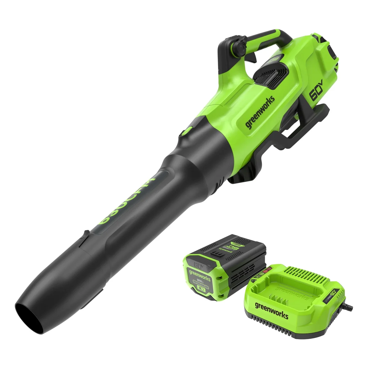 Greenworks Open Box Greenworks 60V 630 CFM 170 MPH Leaf Blower with 2.5 Ah Battery & 3 Amp Charger 2429902 5806