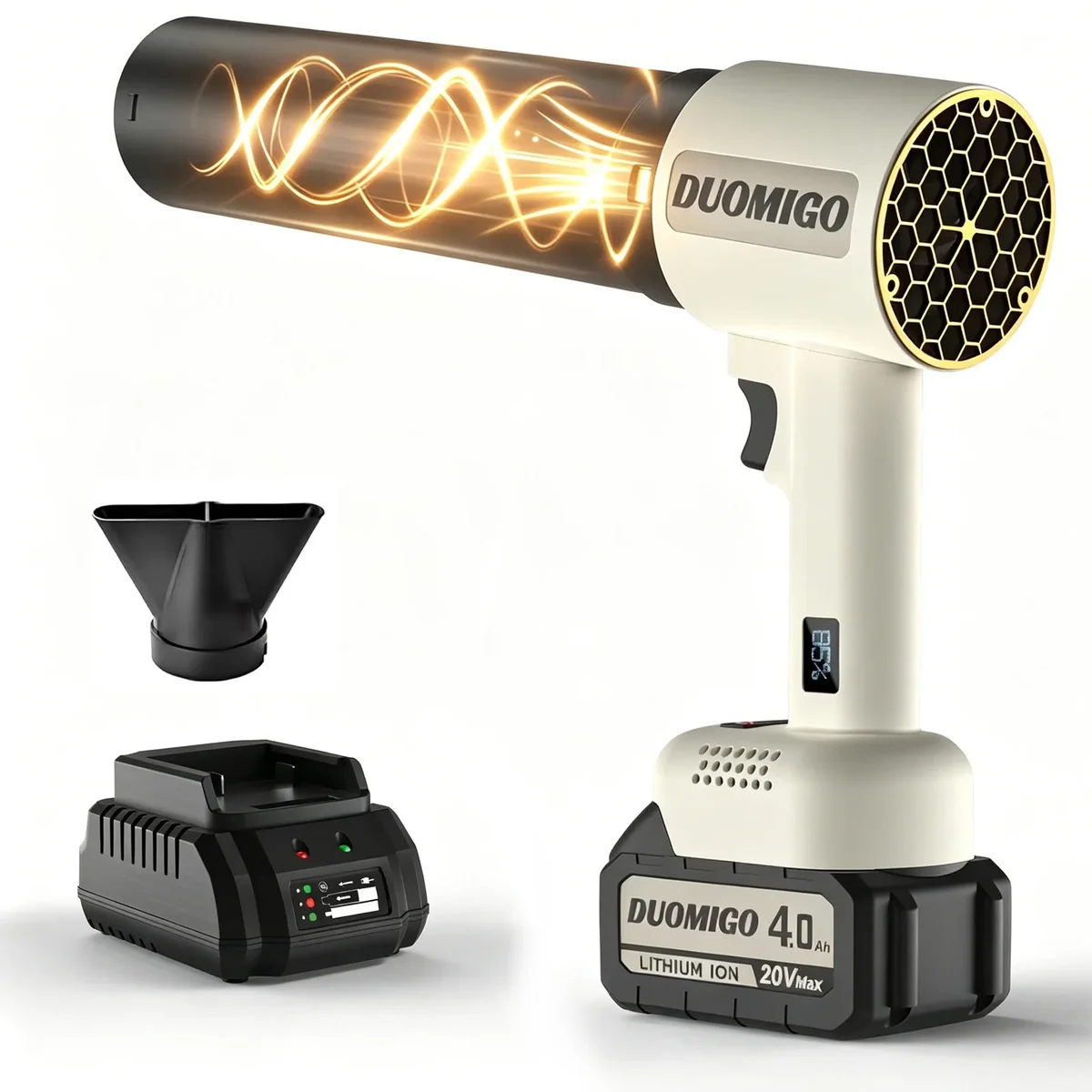 Duomigo 20V Cordless Turbo Dryer Blower for Cars & Patio, 1600g Thrust Violent Blower with 64 Ducted Fan Motor, 4-Speed Hurricane Turbo Fan, 1200 9443