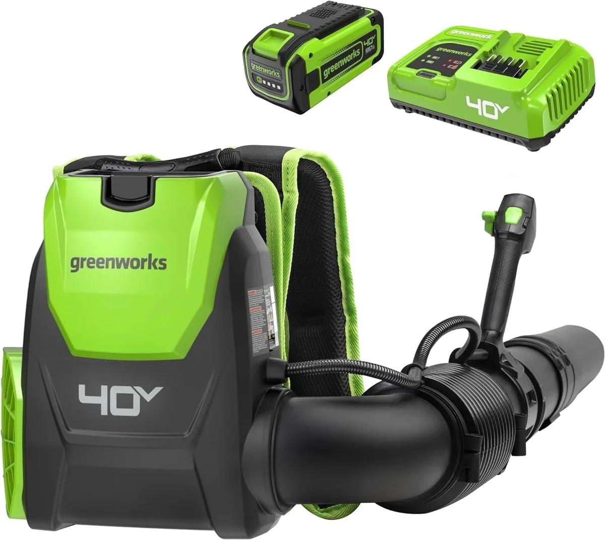 Greenworks 40V Brushless Backpack Blower (165 MPH / 660 CFM), 8.0Ah Battery and Charger Included 7226