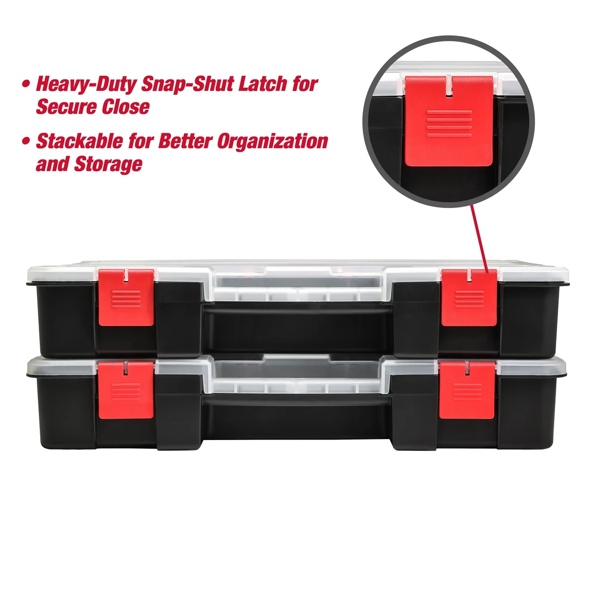Hyper Tough 2-Pack Organizer, Stackable Plastic with 8 Movable Dividers, 93512638 8586