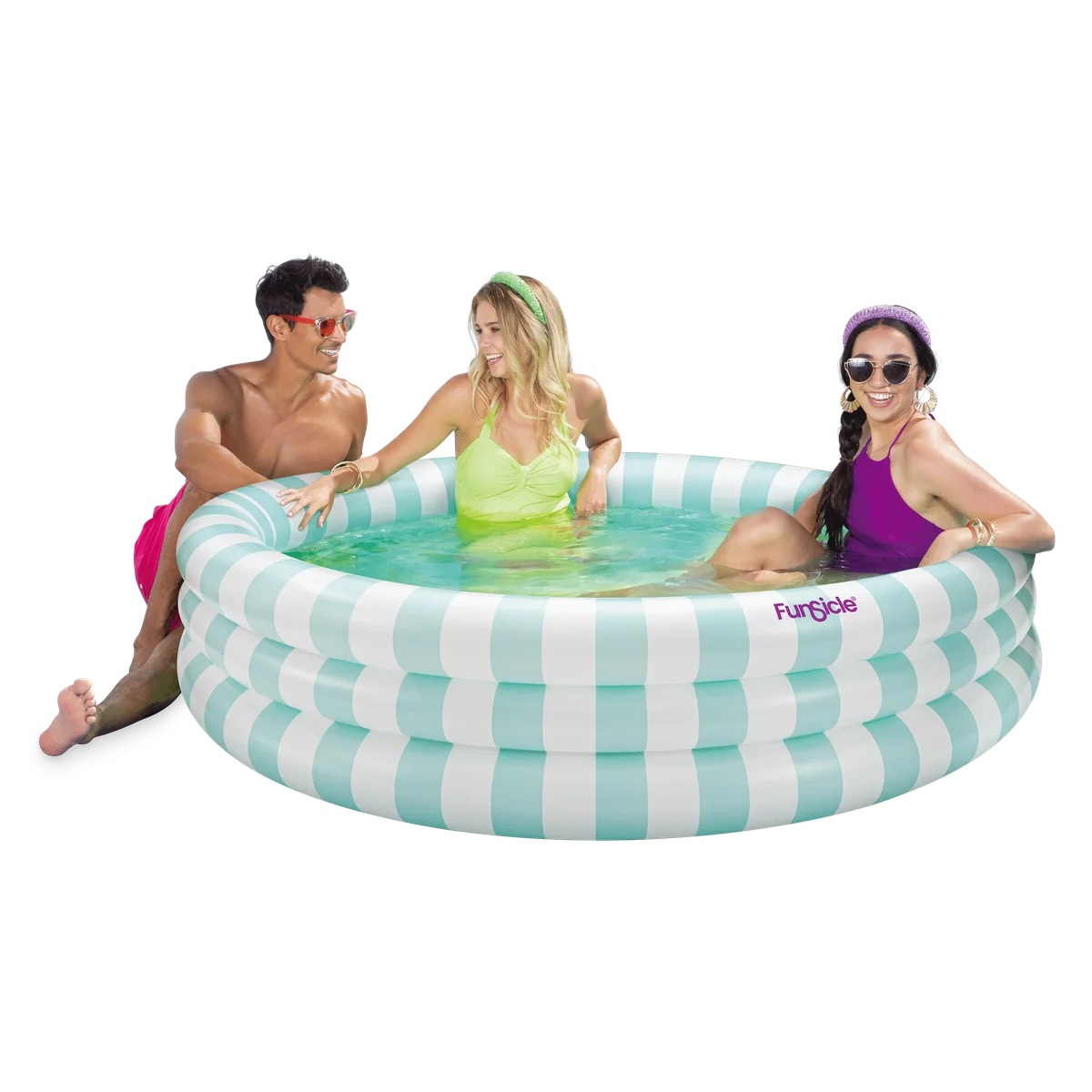 Funsicle Pastel Stripes Inflatable Pool For Kids & Adults, 5.5' x 18", Age 6 and up 5153
