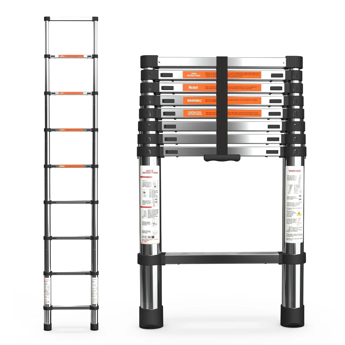 Everdaily Essentials 8.5 FT/2.6M Aluminum Telescoping Ladder, Lightweight Multi-Purpose Collapsible Extension Ladder, Heavy Duty 330 lbs Max Capacity, for 6912