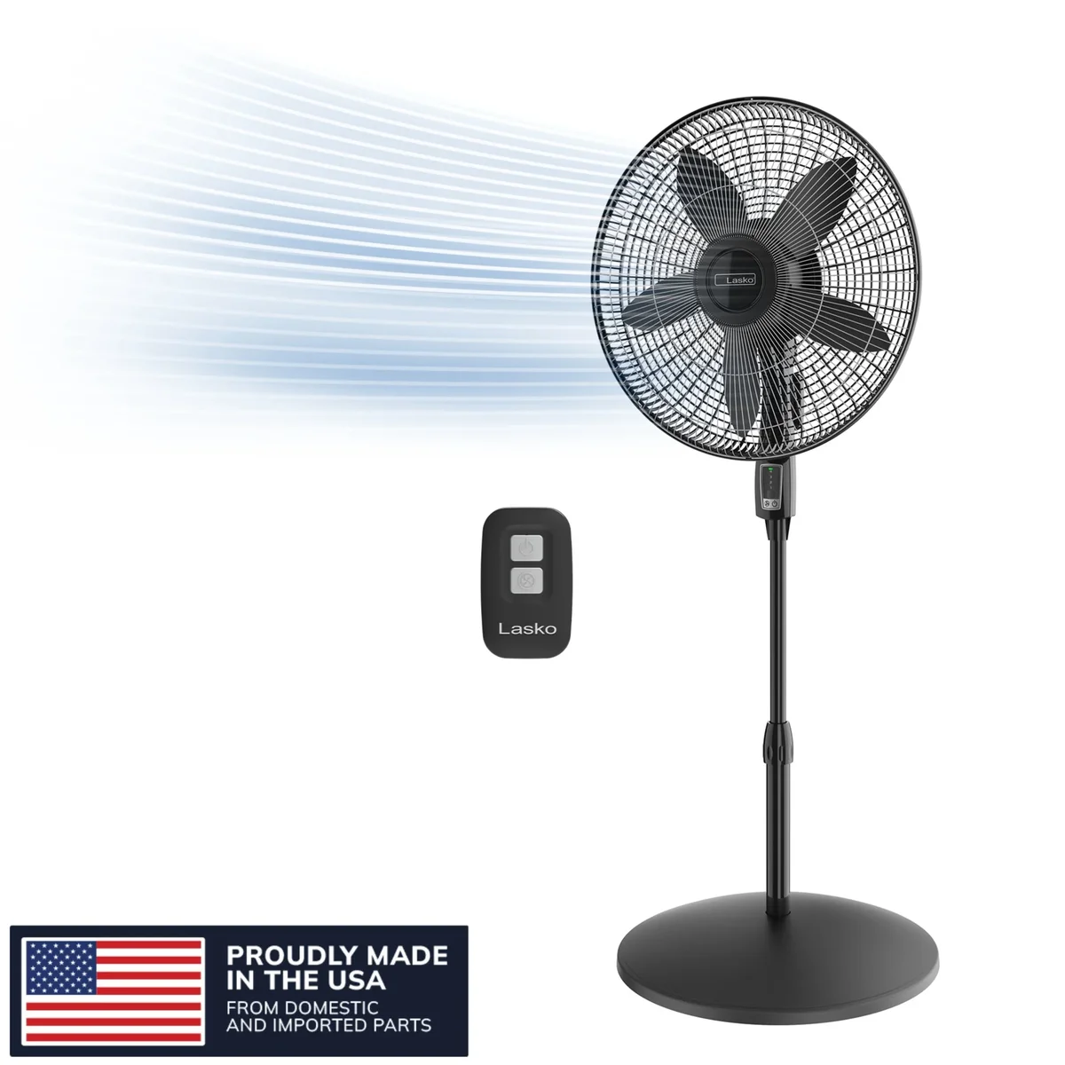Lasko Cyclone Max 18" Oscillating Pedestal Fan with Remote, Adjustable Height and 4 Speeds for Whole Room Cooling, Black, S18605 7176