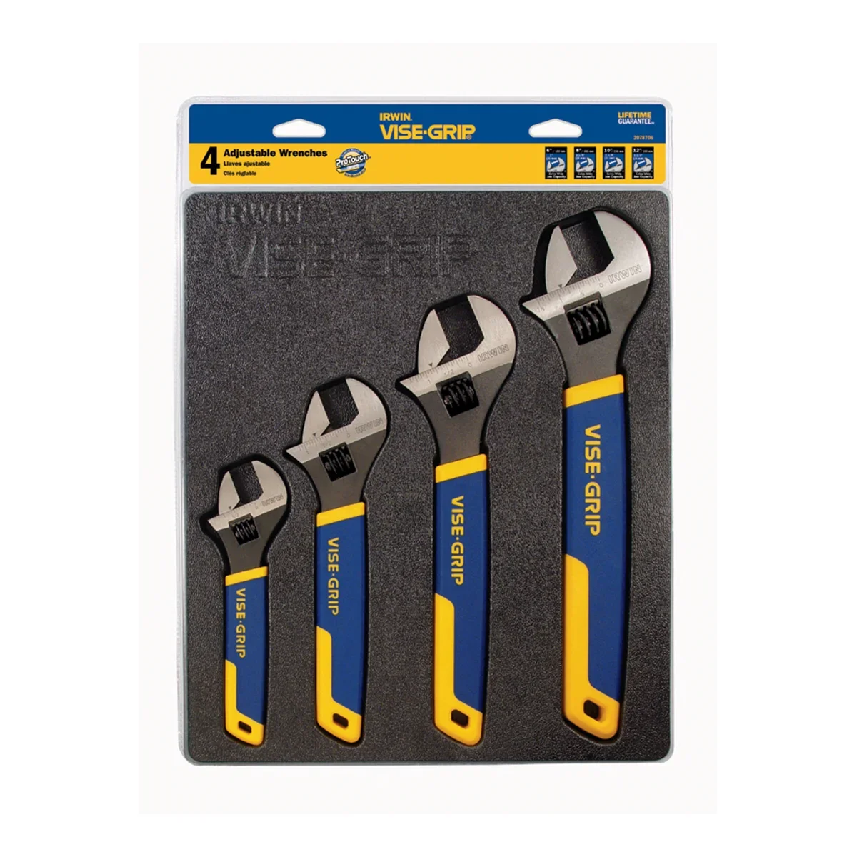 VISE-GRIP IRWIN VISE-GRIP 2078706, 6-12 inch Chrome Vanadium construction Adjustable Wrench 4 Piece 5618