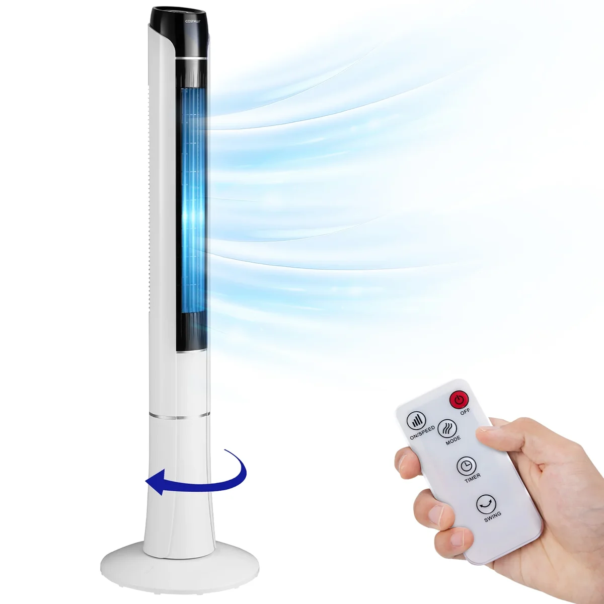 Costway Portable 48'' Tower Fan 80° Oscillating Bladeless Fan with Remote & LED Control 1409