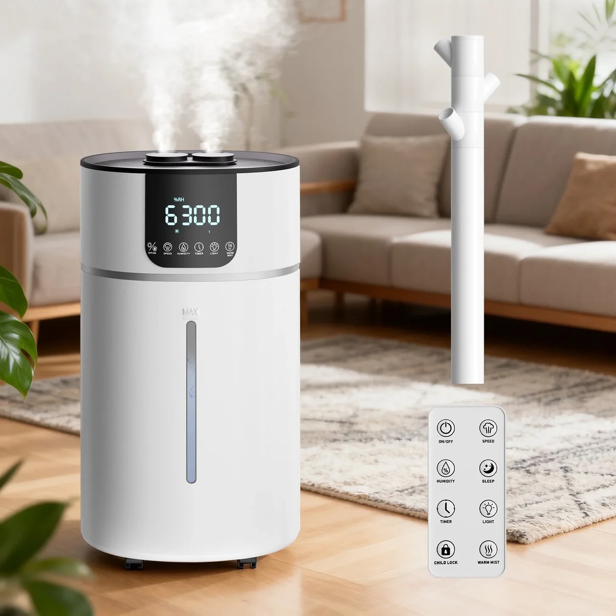 Dhole 16L Large Room Whole House Dual Mist Output Warm Mist Humidifier 1387