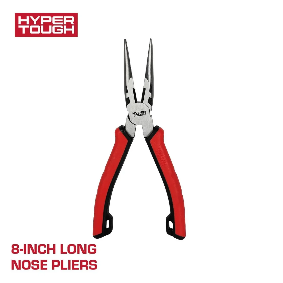 Hyper Tough 8-inch Long-nose Pliers with Dual Material Comfort Grips 9582