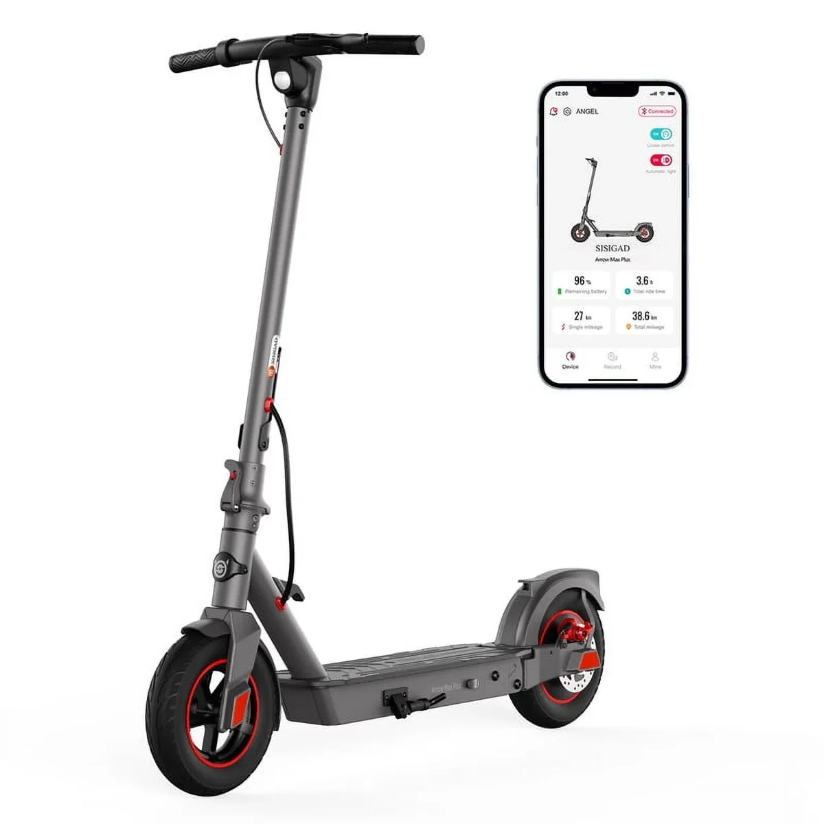 SISIGAD 10" Tires Electric Scooter Adults, 500W Motor, 20 Mph Top Speed, 26 Miles Range, Portable Folding Commuting Electric Scooter with Shock A 8202