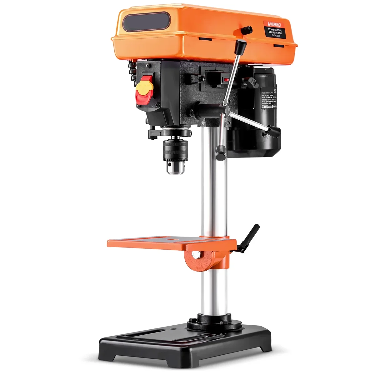 KFFKFF 8-inch Bench Drill Press, 2.3A Motor, Adjustable Speeds (750/1140/1740/2340/3200 RPM), Tiltable Table 0-45°, LED Lighting, Suitable for W 1858