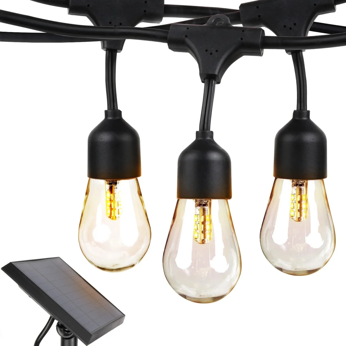 Brightech Ambience Pro Solar Powered Outdoor String Lights - Commercial Grade 27 Ft Waterproof Patio Lights With 12 Edison Globe Bulbs, Shatterpr 8795