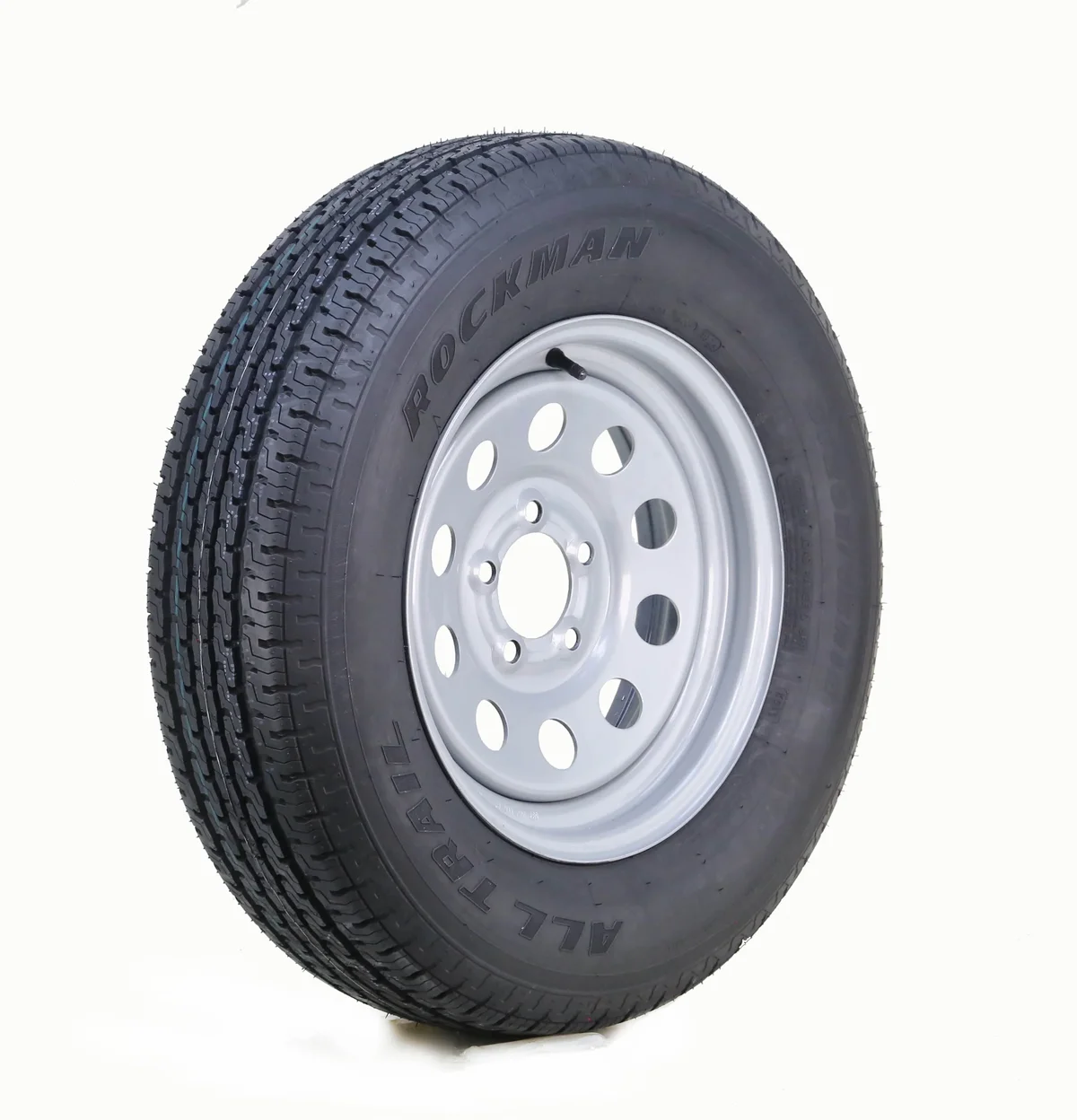 Everdaily Essentials Trailer Tire Wheel Assembly ST205/75R15 8-Ply D 107M 5 Lug on 5" PCD Silver Mod Rim 5876
