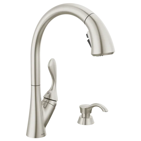 Delta Faucet Delta Ashton Single Handle Pull-Down Kitchen Faucet with Soap Dispenser and ShieldSpray Technology - Stainless 2925