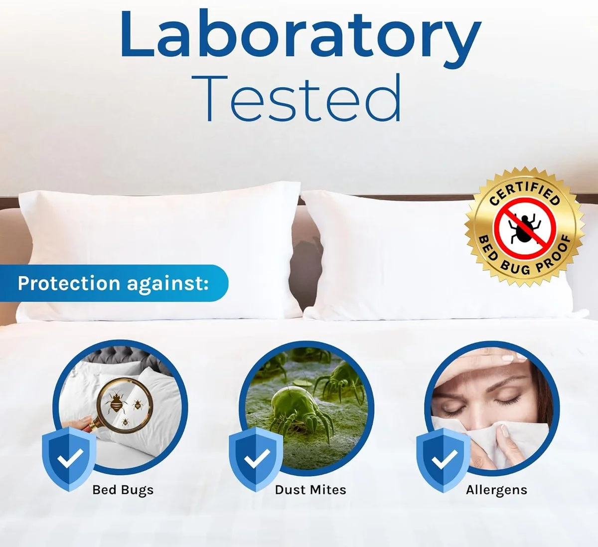 Hygea Natural Luxurious Bed Bug Mattress Protector Cover Zipper Bedding, Waterproof, Queen 5607