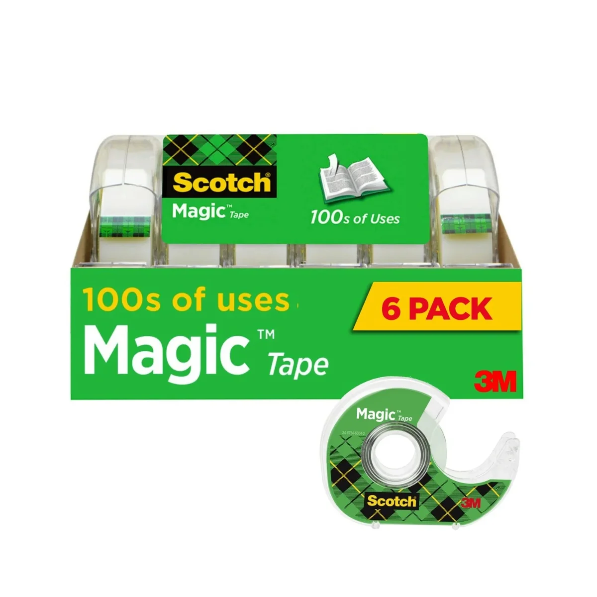 Scotch Magic Tape Dispensers, 3/4 in. x 650 in., 6 Dispensers 8519