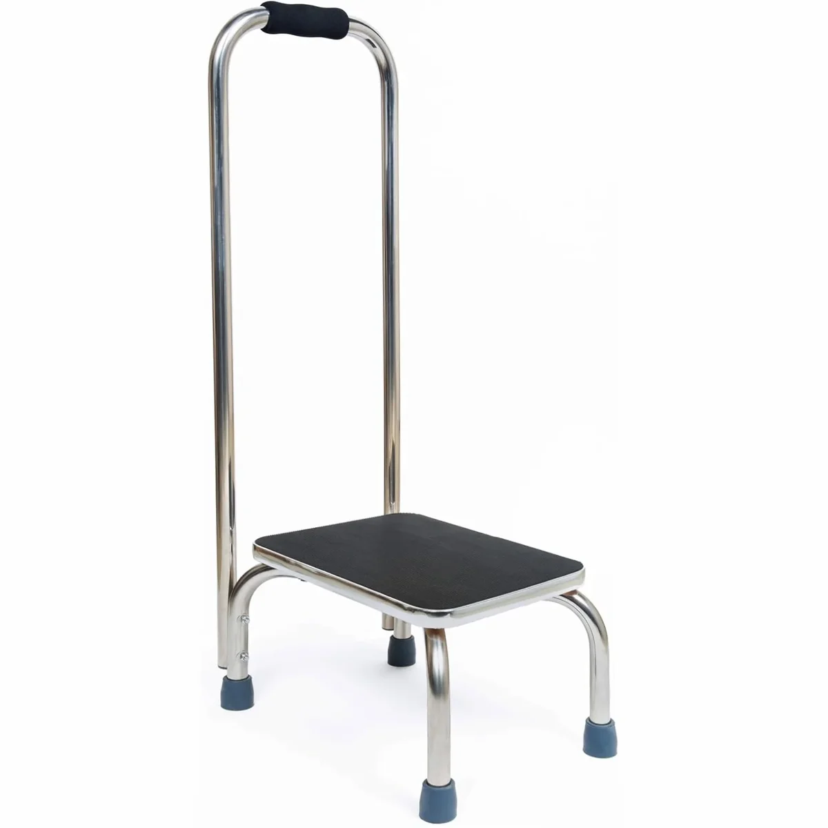 BodyMed Heavy-Duty Foot Step Stool with Handle and Non-Slip Rubber Platform for Seniors & Adults – Holds up to 300lbs, 9 ½ in. Step Up, 18”L 9696