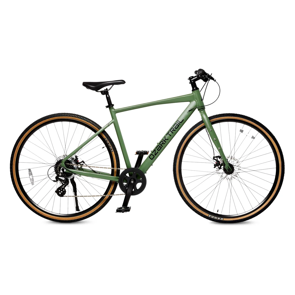 Ozark Trail 700C G.1 Explorer Flat Bar Gravel Bike, Medium Frame, Fits Riders 5'5" - 5'10", Green, Adult, Unisex 3734