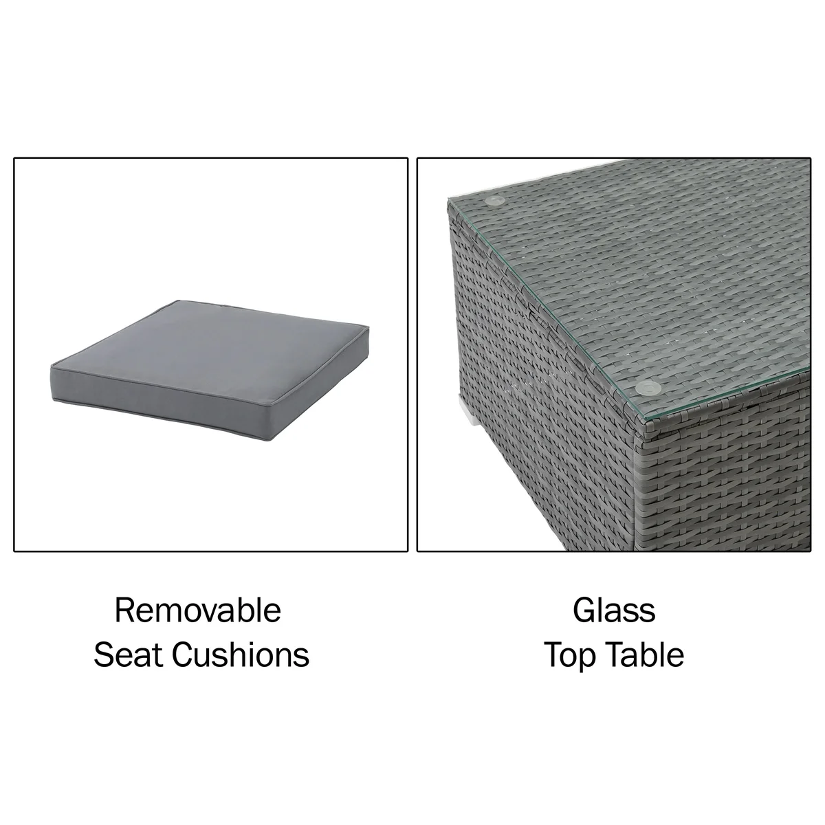 Lavish Home 3-Piece Cushioned Rattan Sectional Sofa Outdoor Patio Furniture Set, Gray 3785
