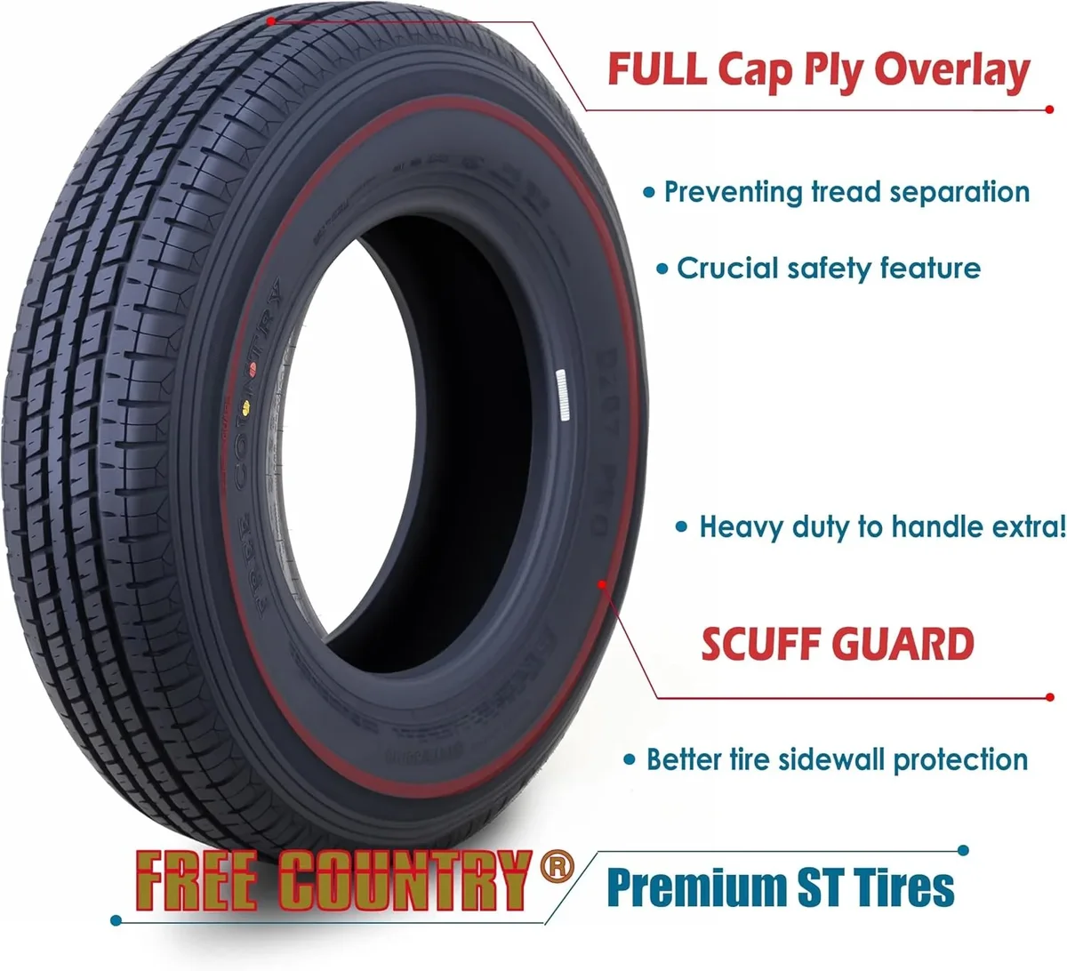 Everdaily Essentials Premium ST215/75R14 8PR Load Range D w/Featured Scuff Guard Trailer Tire, Set of 2 Ref. 4953