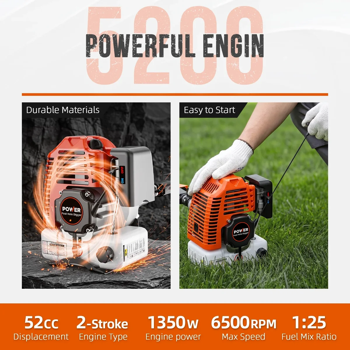 Prowoo 52cc Gas Powered Weed Eater String Trimmer, 3 in 1 Gas Weed Wacker, Powerful 2 Stroke Yard Tool,Quick Start Grass Cutter for Home Garden L 7390