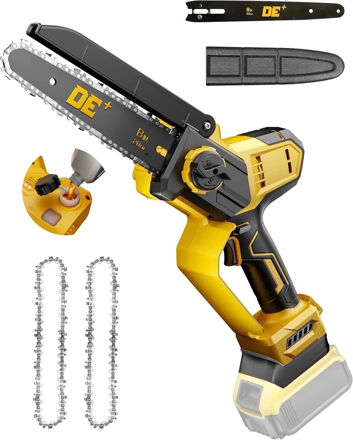 VANQUE 8" Cordless Mini Chainsaw, for DeWalt 20V Max Battery, Brushless Chainsaw for Tree Trimming Wood Cutting, Handheld Electric Power Chain Saw with  0324