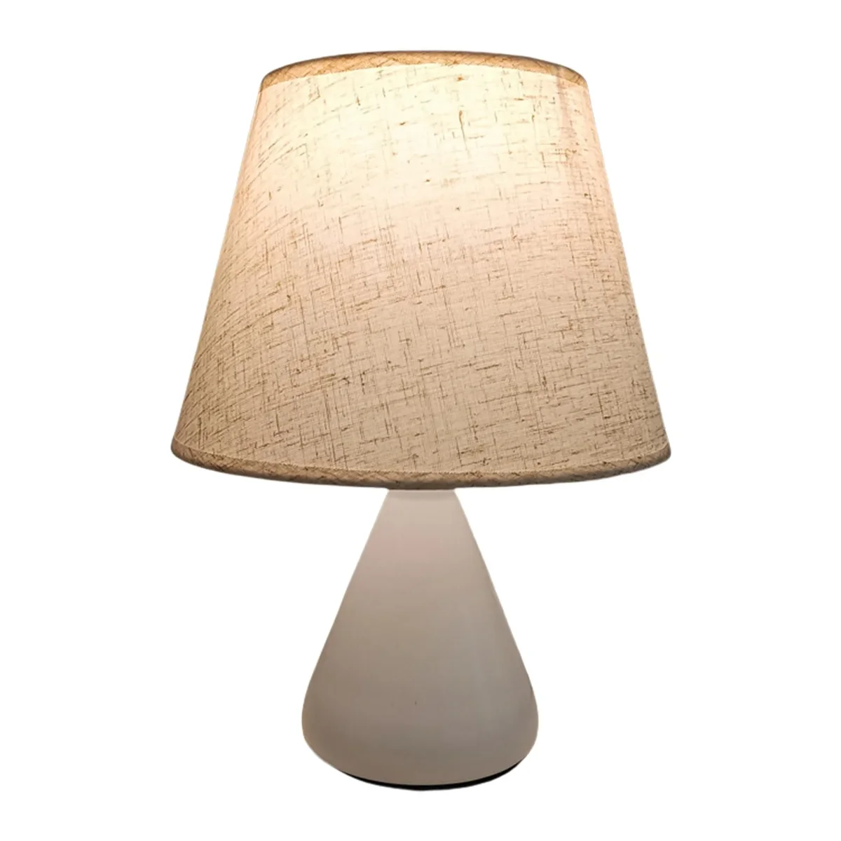 Everdaily Essentials Small Table Lamp, Boho Bedside Lamp with Linen Fabric Shade, Wood Tripod Nightstand Lamp for Nursery, Living Room, Bedroom, Narrow End T 8713