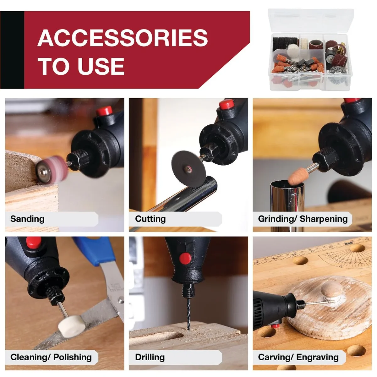 Hyper Tough 1.5 AMP Corded Rotary Tool with 105 Accessories, 120V Variable Speed and Storage Case 0087